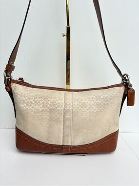 Vintage COACH Soho F10945 Signature Jacquard Canvas Leather Hobo Shoulder Bag